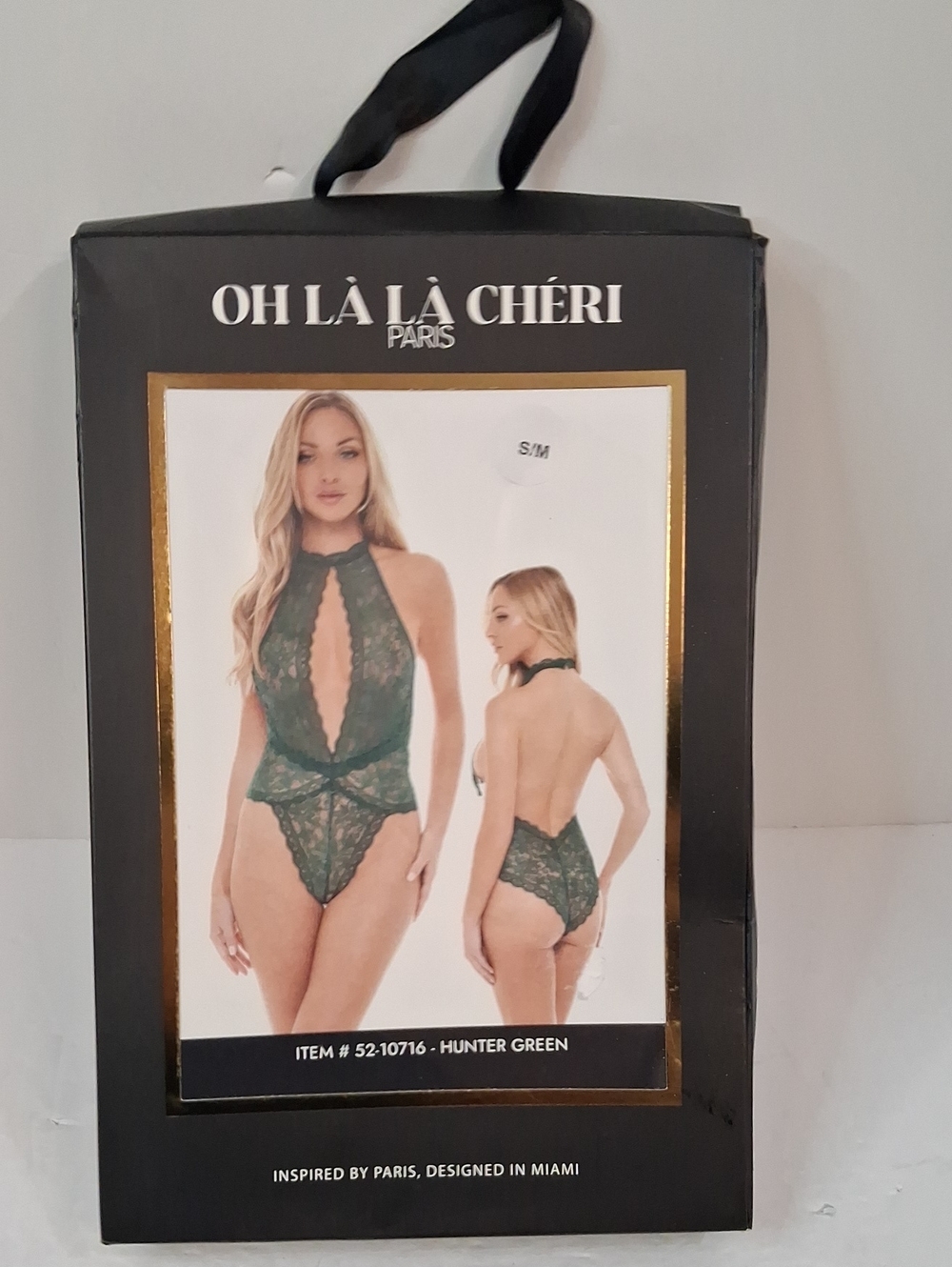 Oh La La Cheri Hunter Green Lace Bodysuit Size S/M